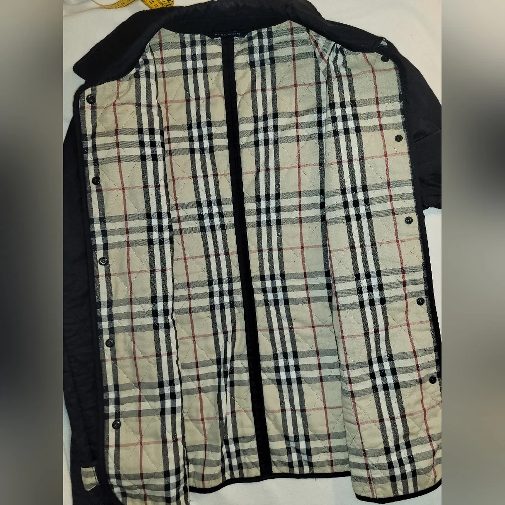 Burberry London Black Quilted Nova Check Snap Close Front Pockets Sz Lg Reg - Picture 11 of 12